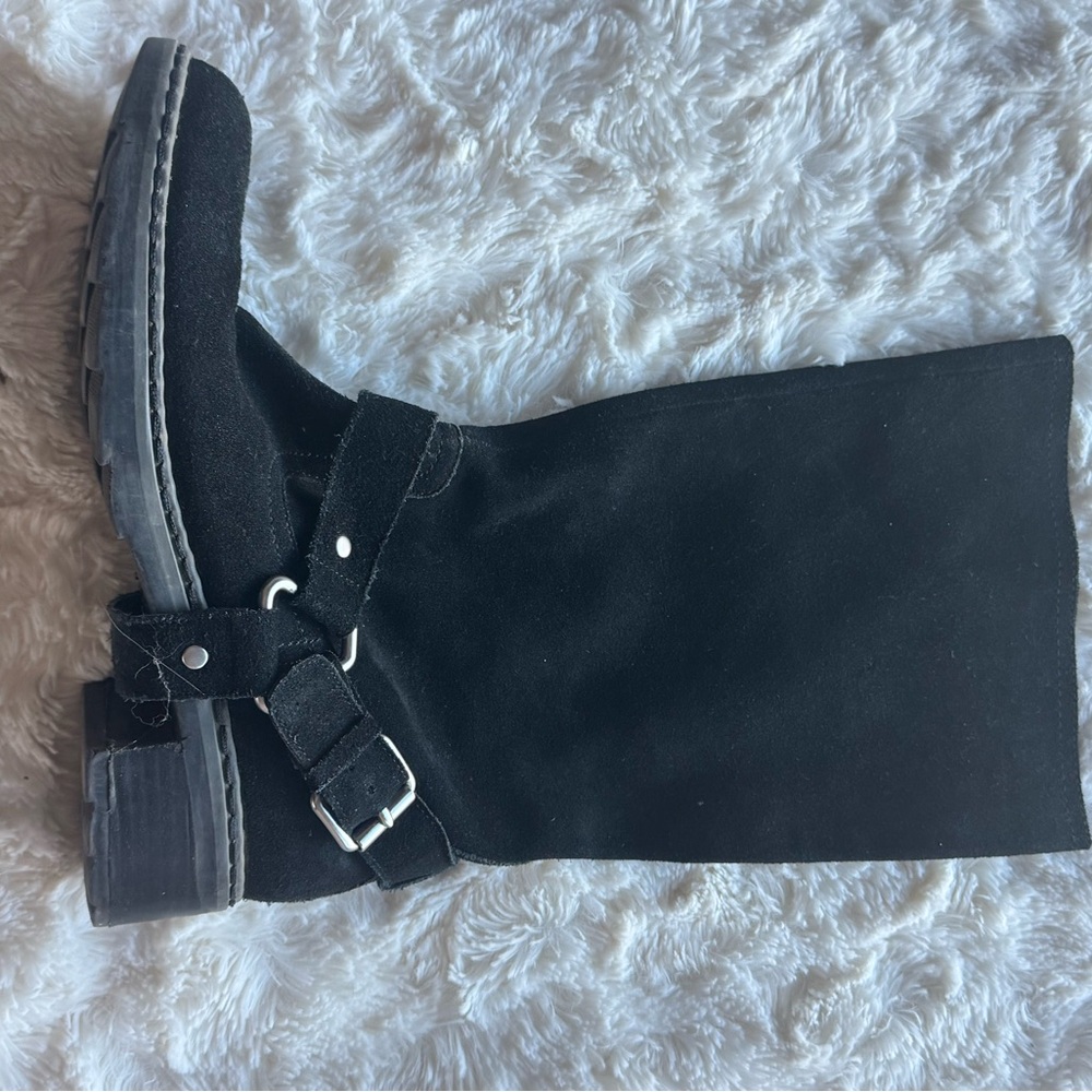 Black suede Women's motorcycle boots